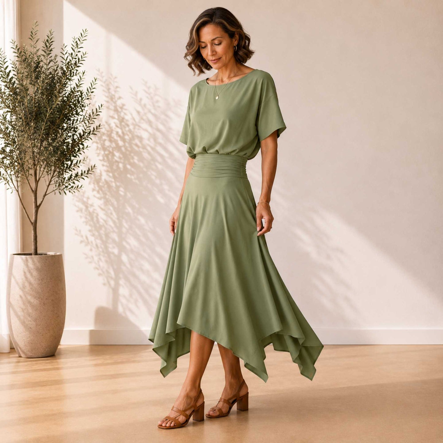 Two Piece Hanky Hem Skirt Set