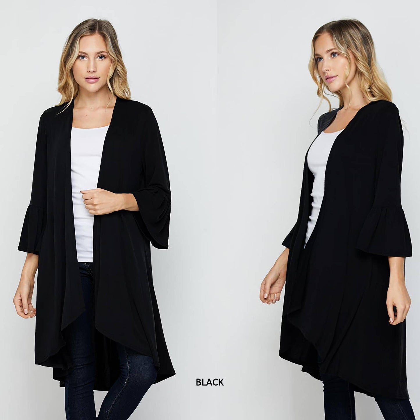 Flared Sleeve Cardigan with Pockets