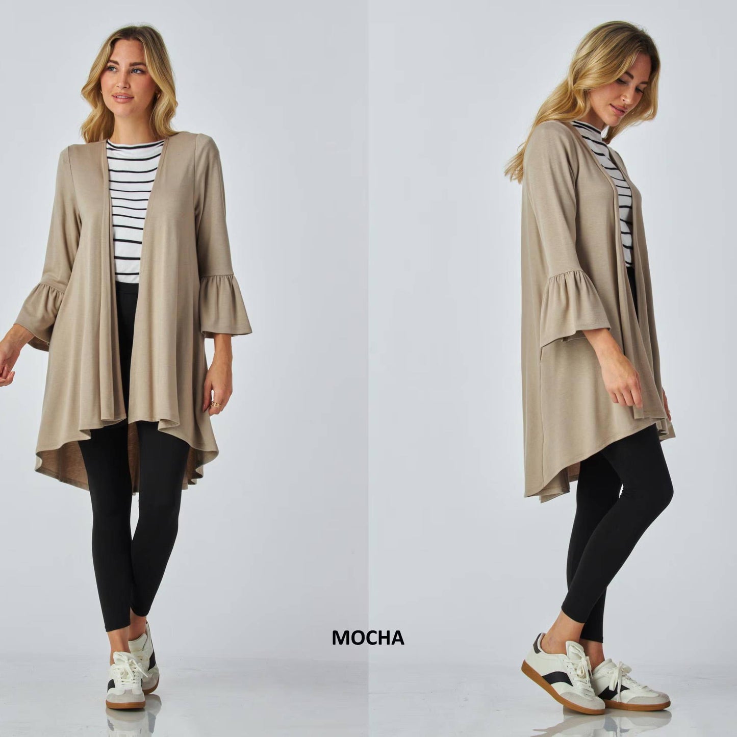 Flared Sleeve Cardigan with Pockets